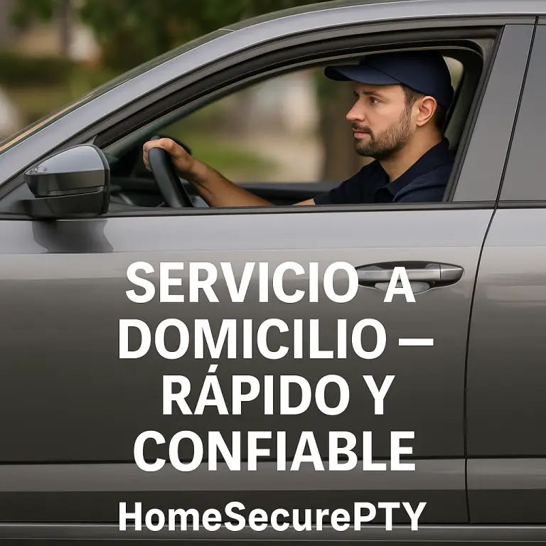Cerrajero automotriz de HomeSecurePTY llegando a domicilio para asistir a cliente en Panamá.