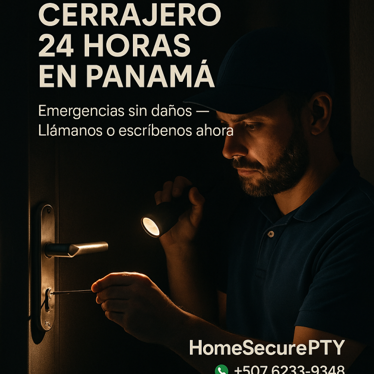 Cerrajero 24 horas atendiendo emergencia en Panamá. Servicio profesional a domicilio por HomeSecurePTY.